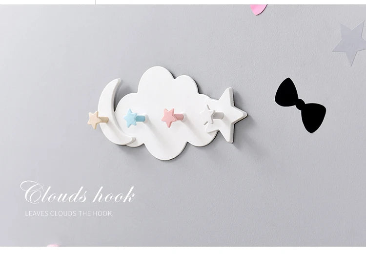 Ganchos adhesivos infantiles – nube, luna y estrellas