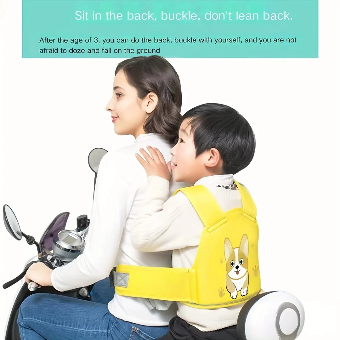 Arnés protector infantil para motocicleta con tiras reflectantes