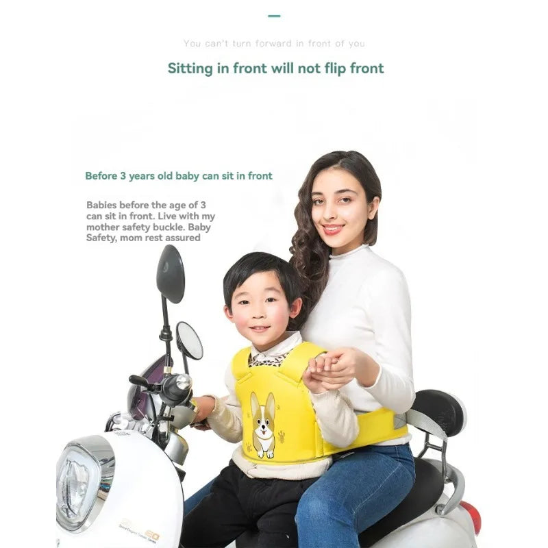 Arnés protector infantil para motocicleta con tiras reflectantes
