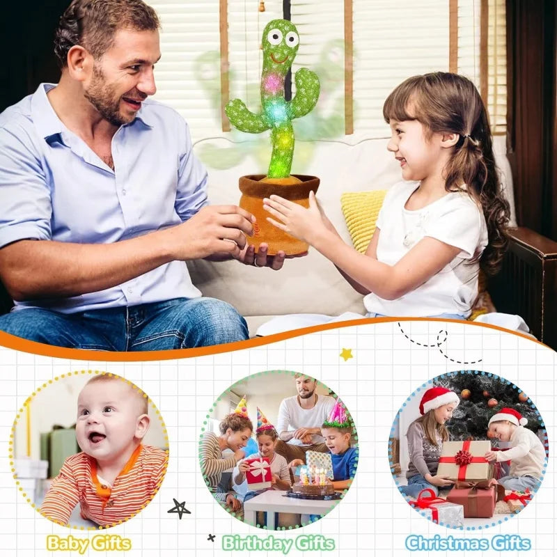 Cactus musical interactivo que canta, baila y repite frases – Juguete educativo de peluche