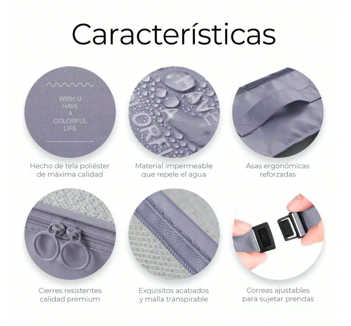 Set 8 piezas organizador de maletas impermeable