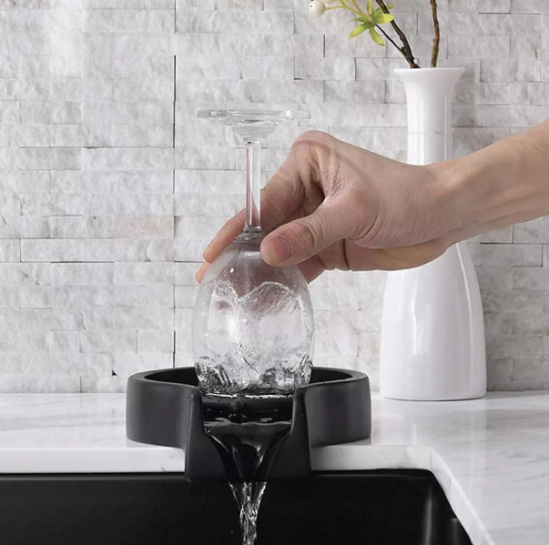 Limpiador automático de vasos con rociador a presión (negro, 1 pieza)