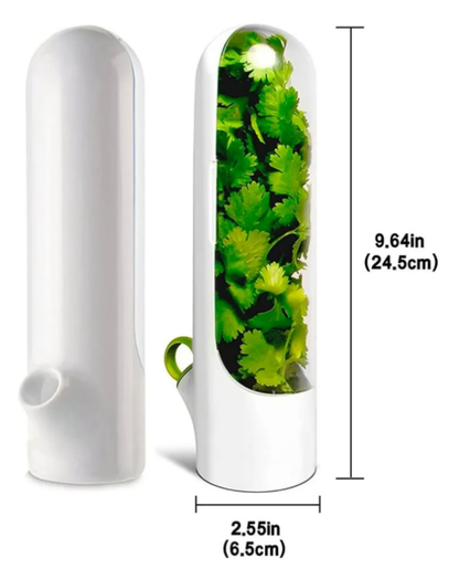 Conservador de hierbas frescas para refrigerador (blanco, diseño transparente)