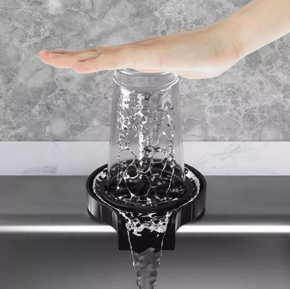 Limpiador automático de vasos con rociador a presión (negro, 1 pieza)