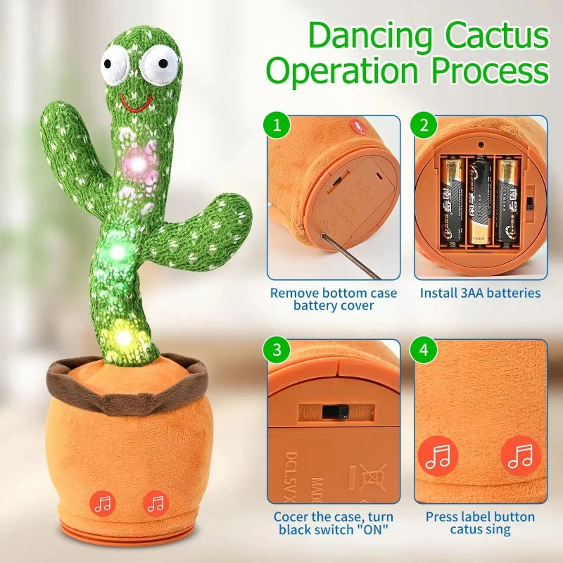 Cactus musical interactivo que canta, baila y repite frases – Juguete educativo de peluche