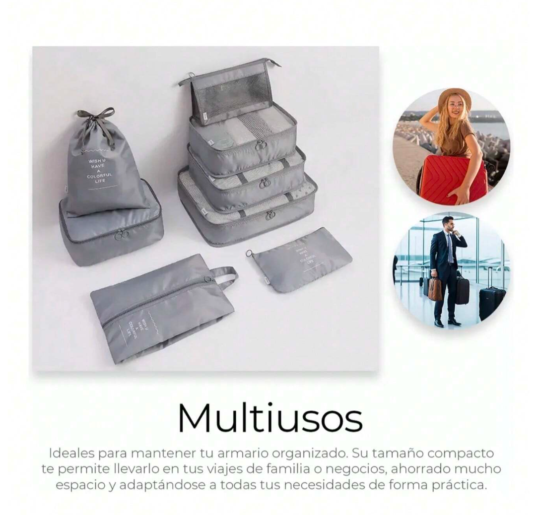 Set 8 piezas organizador de maletas impermeable