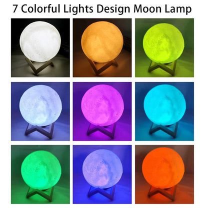 Lámpara de noche en forma de luna con base de madera – 8 cm