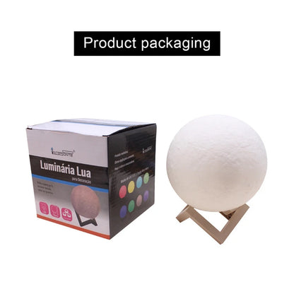Lámpara de noche en forma de luna con base de madera – 8 cm