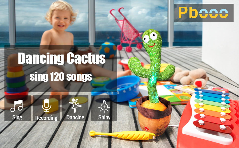 Cactus musical interactivo que canta, baila y repite frases – Juguete educativo de peluche